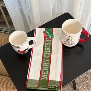 Hobby Lobby Christmas Mug and Towel Set - Red, Green, White